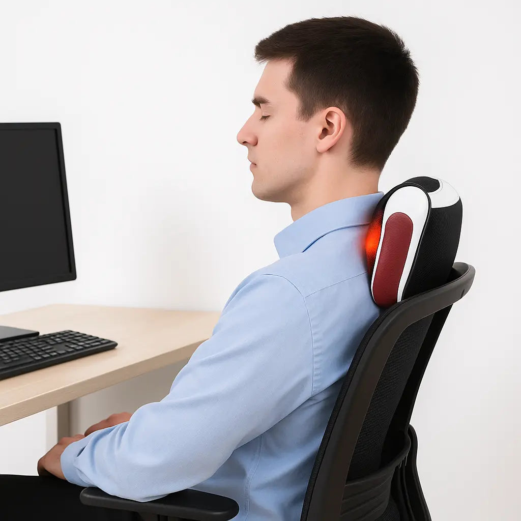 4-Key Smart Shiatsu Neck, Shoulder & Back Massage Pillow