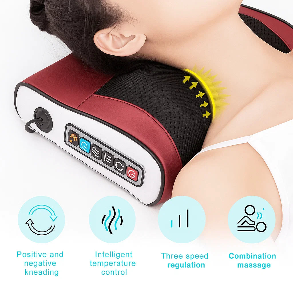4-Key Smart Shiatsu Neck, Shoulder & Back Massage Pillow