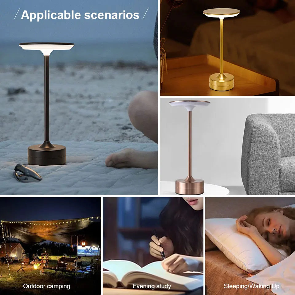 Touch Sensor LED Table Lamp USB Rechargeable Portable Night Light for Bedroom Bar