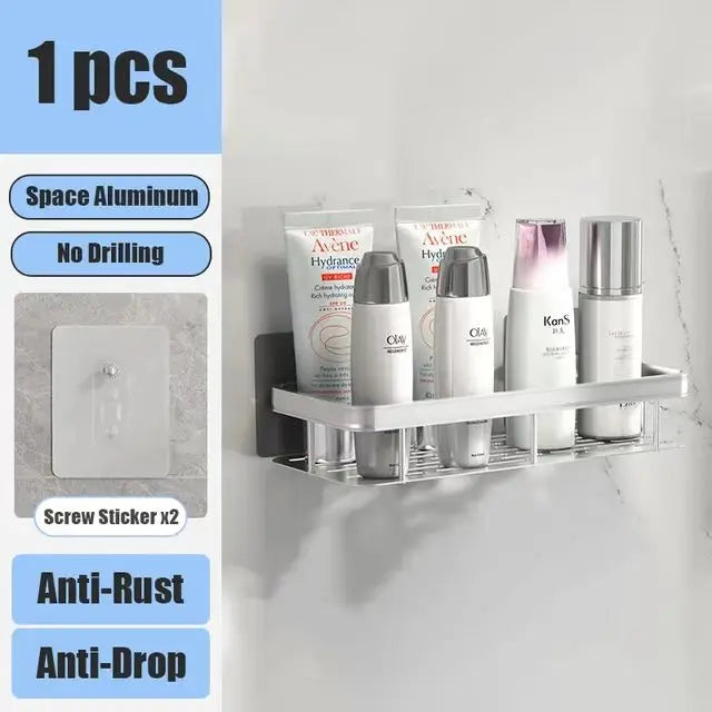 Wall Mounted Shower Rack – Drill-Free Storage Shelf