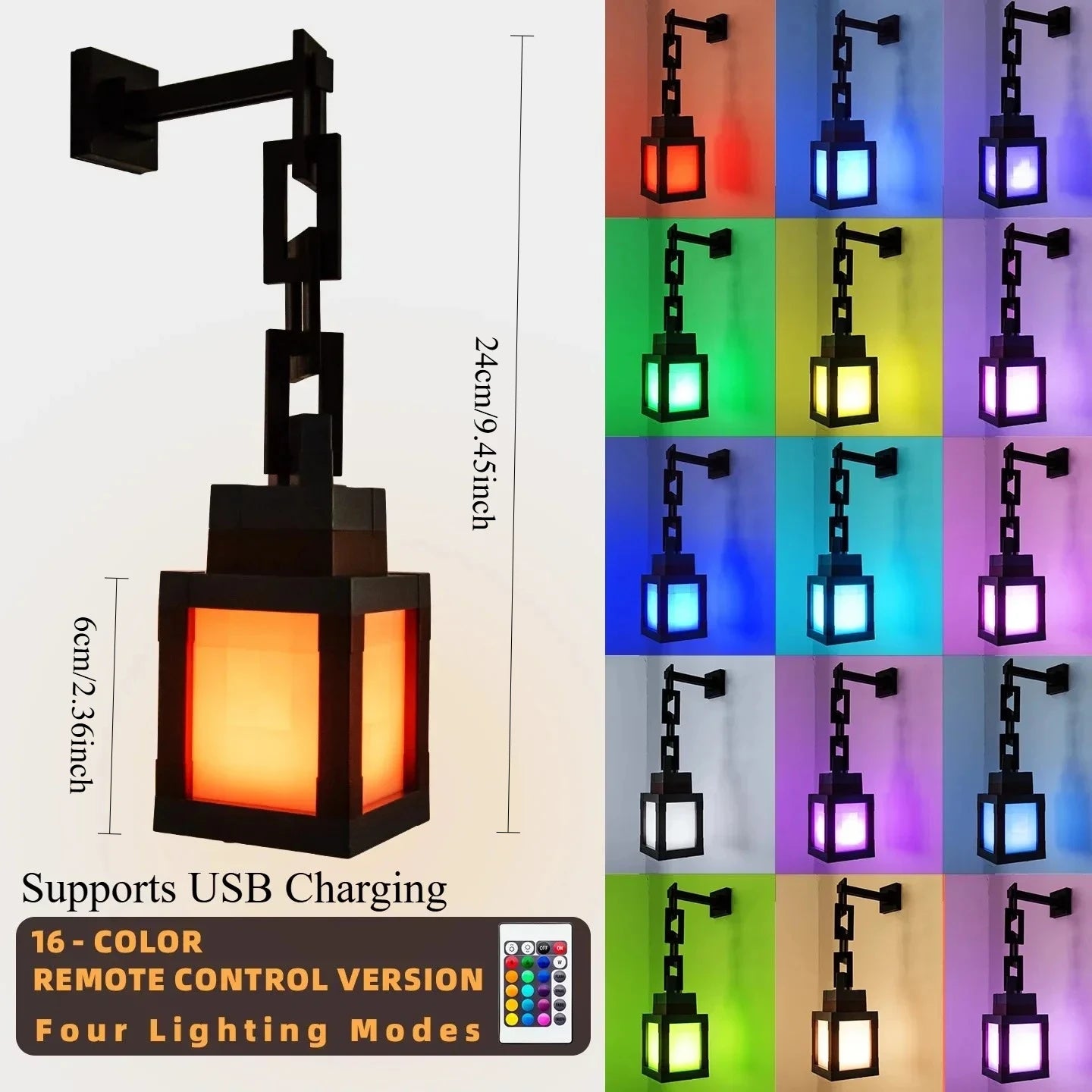 Pixel Style Night Light – 16-Color Portable DIY Lantern Decor