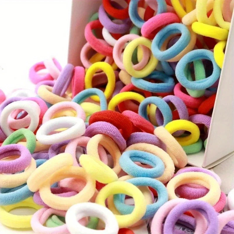 200pcs Vibrant Colorful Elastic Hair Bands for Girls & Women - Small Rubber Ponytail Holders for Stylish Hairstyles & Everyday