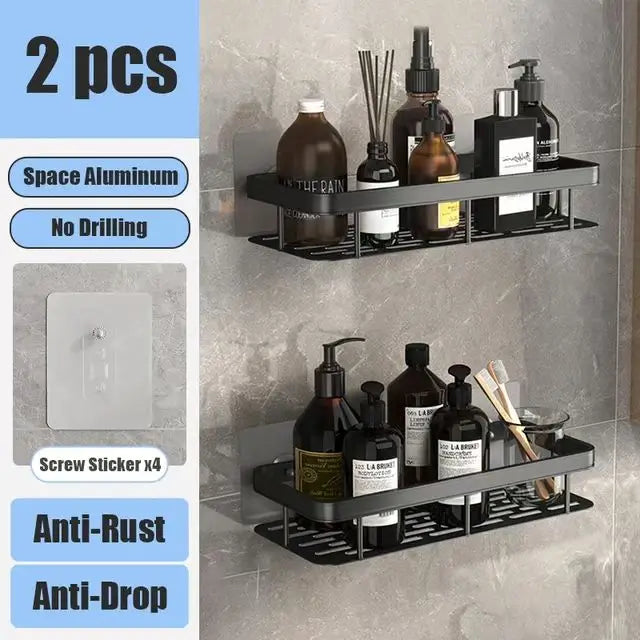 Wall Mounted Shower Rack – Drill-Free Storage Shelf