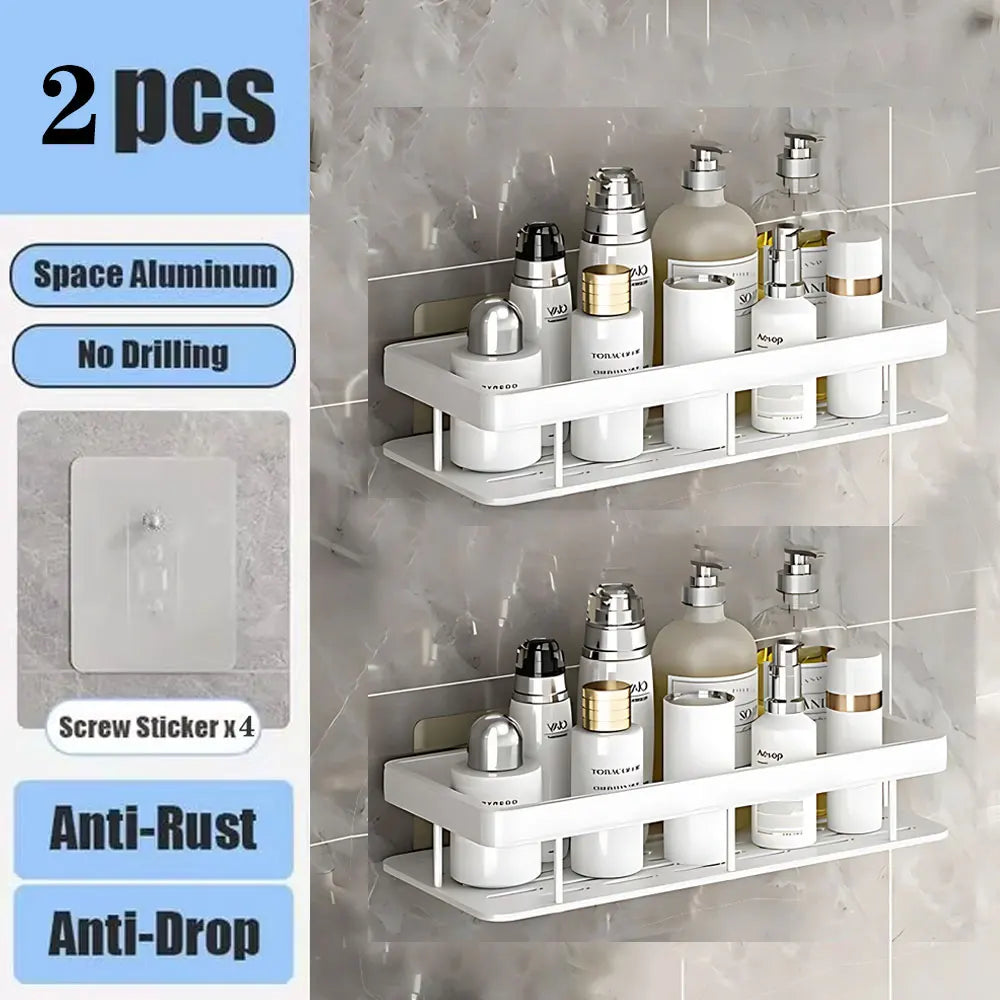 Wall Mounted Shower Rack – Drill-Free Storage Shelf