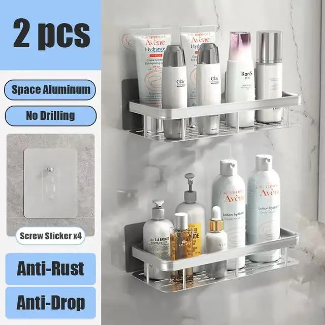 Wall Mounted Shower Rack – Drill-Free Storage Shelf
