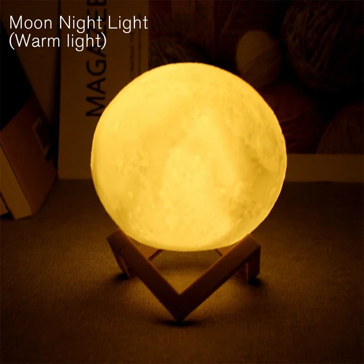 3D LED Moon Lamp – Galaxy Night Light for Bedroom & Gift Decor | FutaHome Warm & Color-Changing Book Light