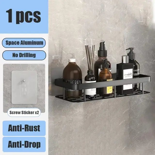 Wall Mounted Shower Rack – Drill-Free Storage Shelf
