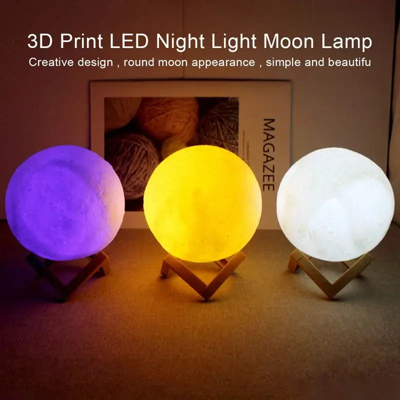 3D LED Moon Lamp – Galaxy Night Light for Bedroom & Gift Decor | FutaHome Warm & Color-Changing Book Light