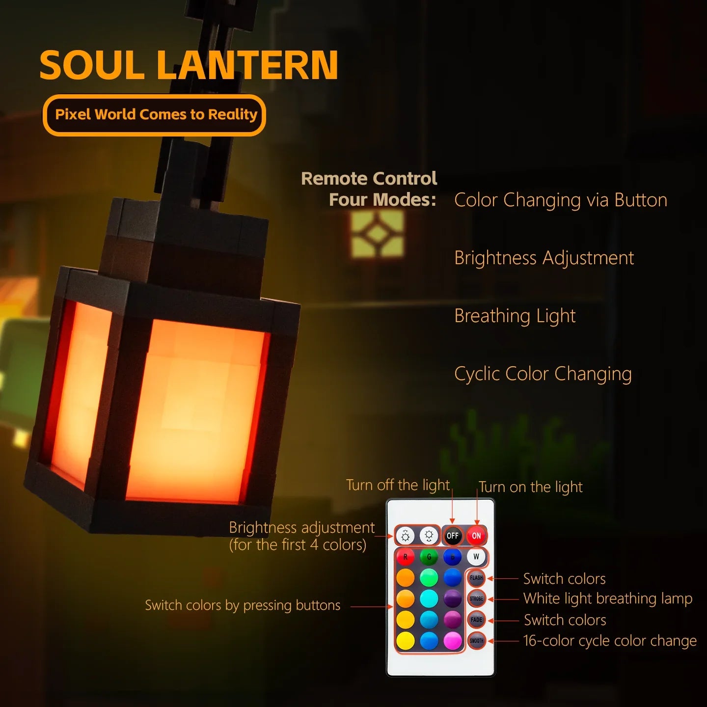 Pixel Style Night Light – 16-Color Portable DIY Lantern Decor