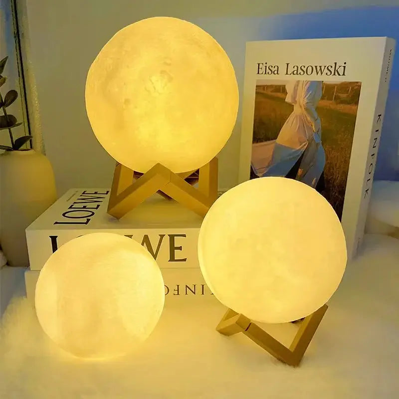 3D LED Moon Lamp – Galaxy Night Light for Bedroom & Gift Decor | FutaHome Warm & Color-Changing Book Light