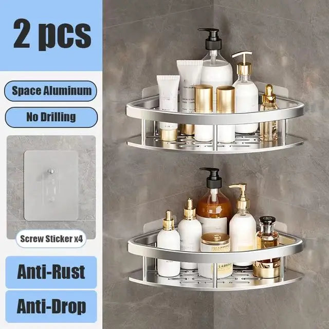 Wall Mounted Shower Rack – Drill-Free Storage Shelf