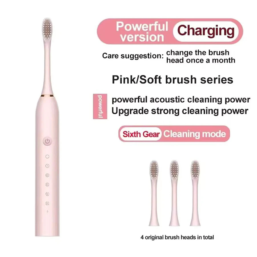 Sonic Electric Toothbrush for Adults IPX7 Waterproof DuPont Brush Head USB Rechargeable High Frequency Cleaning 6 Cleaning Modes