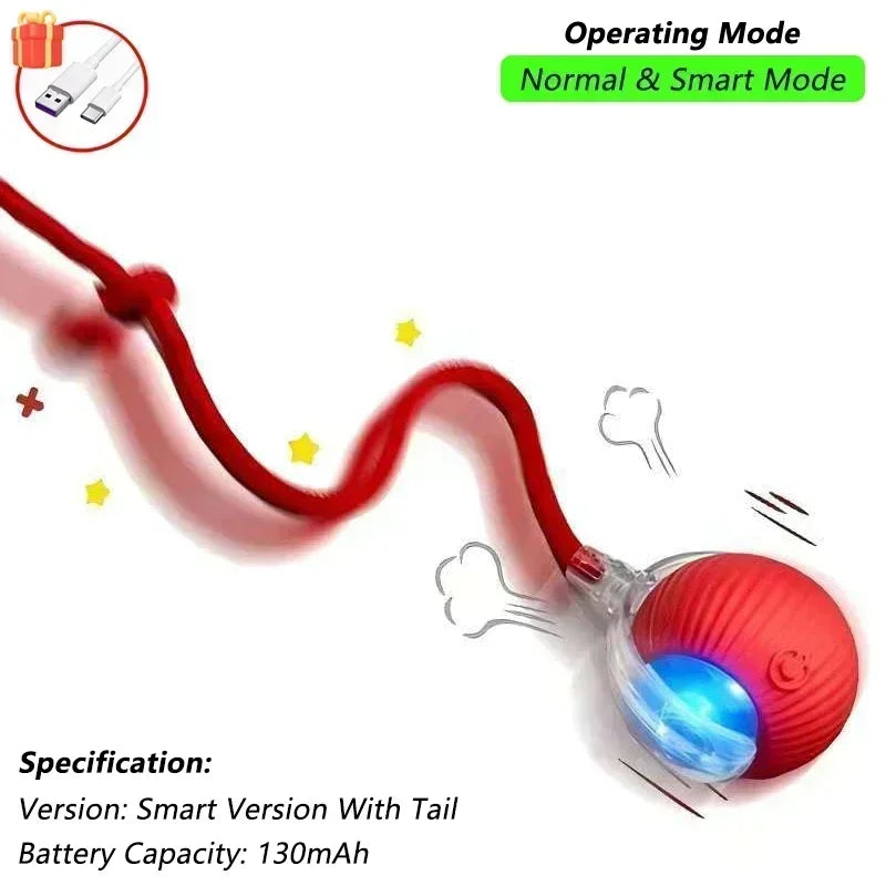 Cat Interactive Ball Toy, Automatic Rolling Ball with Tail,