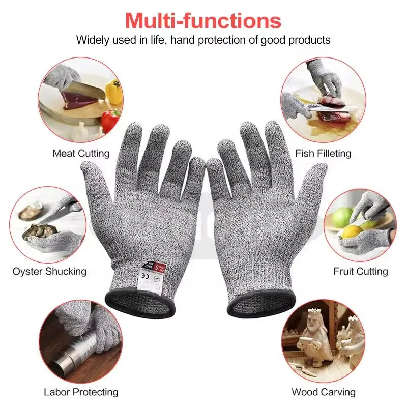 5 Level Safety Anti Cut Work Gloves - Wear Resistant, Anti Thorn for Kitchen, Gardening, Glass Handling