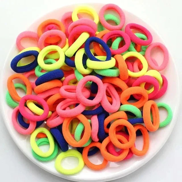 200pcs Vibrant Colorful Elastic Hair Bands for Girls & Women - Small Rubber Ponytail Holders for Stylish Hairstyles & Everyday