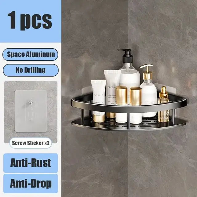 Wall Mounted Shower Rack – Drill-Free Storage Shelf