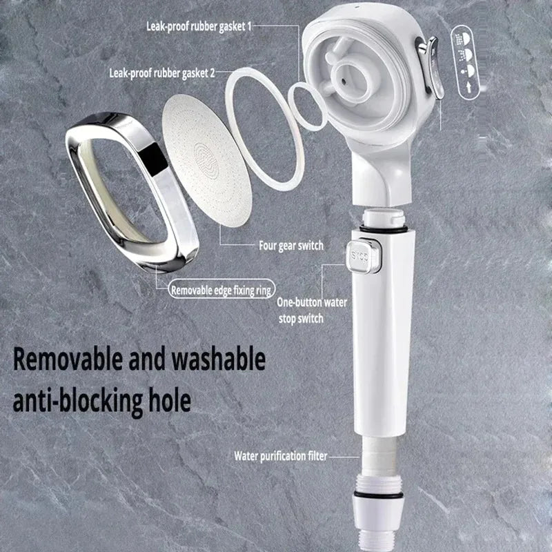 Adjustable One-Key Stop Water Shower Heads High Pressure Water Saving 3 Modes Shower Heads High Quality Bathroom Showers