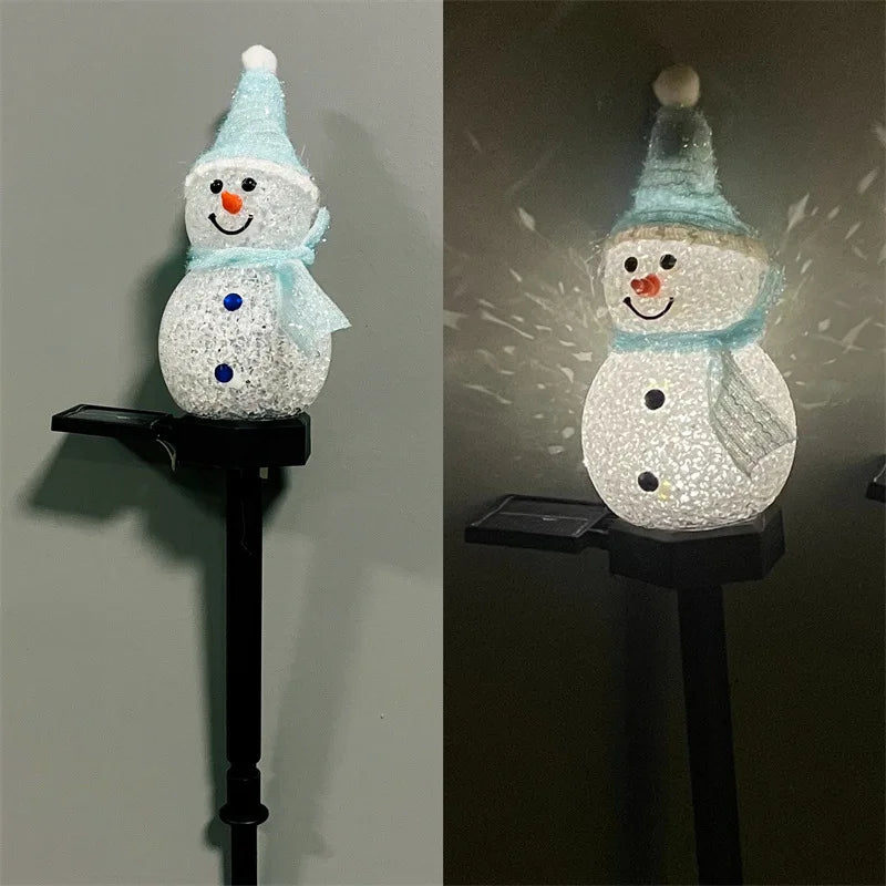 Christmas Decorations Light Solar Light Snowman Christmas Outdoor Solar Powered Stakes Lights For Corridor Patio Lawn Decoration