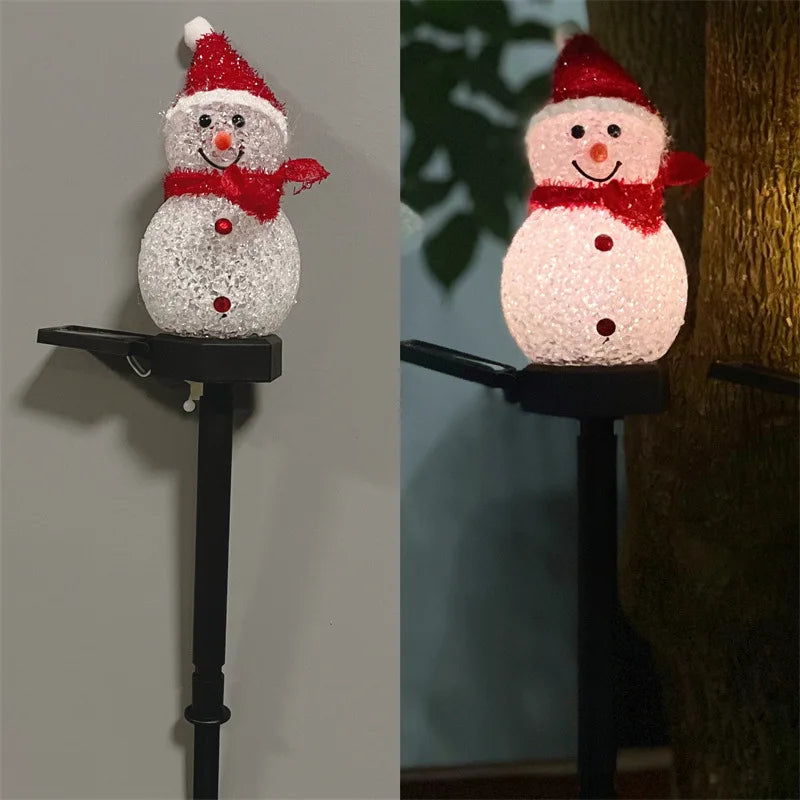 Christmas Decorations Light Solar Light Snowman Christmas Outdoor Solar Powered Stakes Lights For Corridor Patio Lawn Decoration