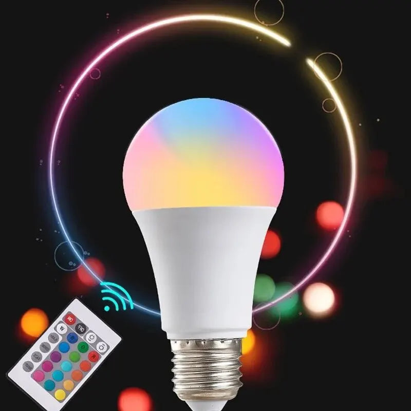 RGB LED Light Bulb with Remote Control, 16 Colors E27 220V Smart Dimmable Multicolor Lamp for Home & Mood Lighting | smart Tech gadgets