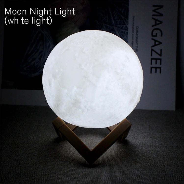 3D LED Moon Lamp – Galaxy Night Light for Bedroom & Gift Decor | FutaHome Warm & Color-Changing Book Light